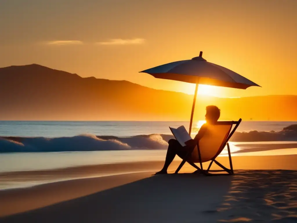 Retiro financiero: playa serena al atardecer Serenidad financiera en la jubilación de freelancers