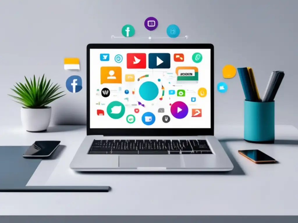 Oportunidades digitales para freelancers Laptop en escritorio blanco: ingresos pasivos para freelancers