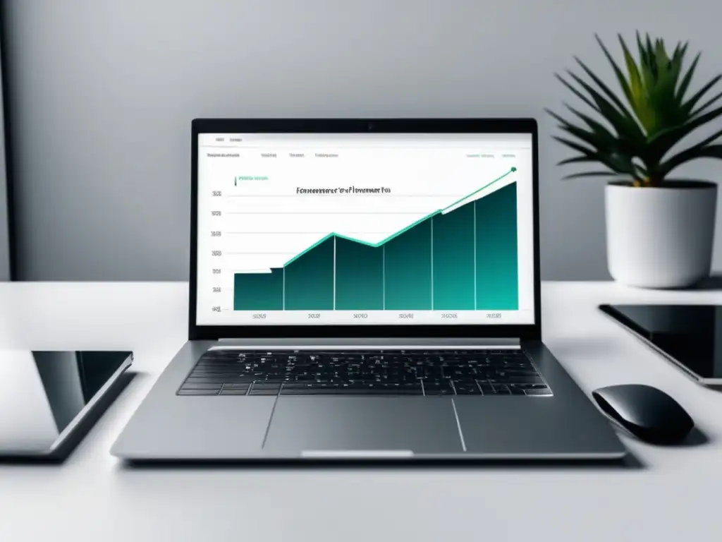 Laptop moderno en escritorio blanco Estrategias clave para convertir ganancias de freelancer en inversión exitosa