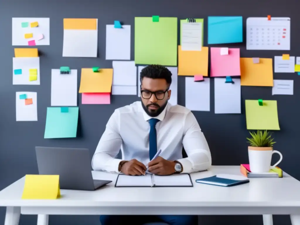Persona profesional en escritorio moderno Persona profesional mejora habilidades de negociación como freelancer