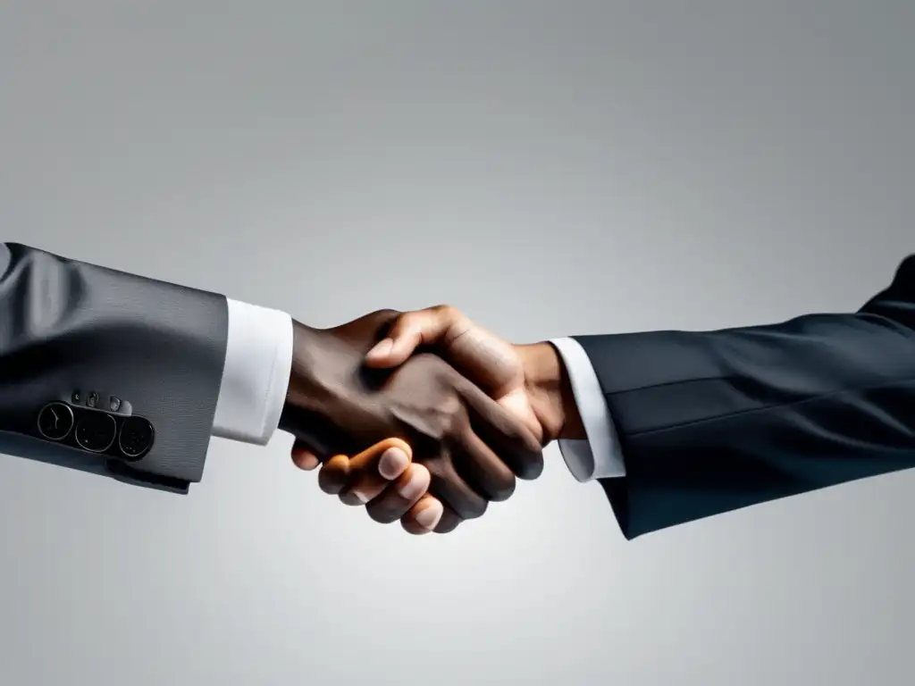 Apretón de manos resolutivo entre freelancer y cliente Resolución de conflictos financieros con clientes en la gestión financiera para freelancers
