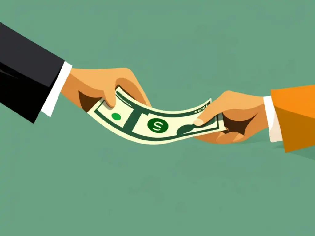 Manos negociando contrato y dinero Manos en búsqueda de acuerdo financiero para freelancers
