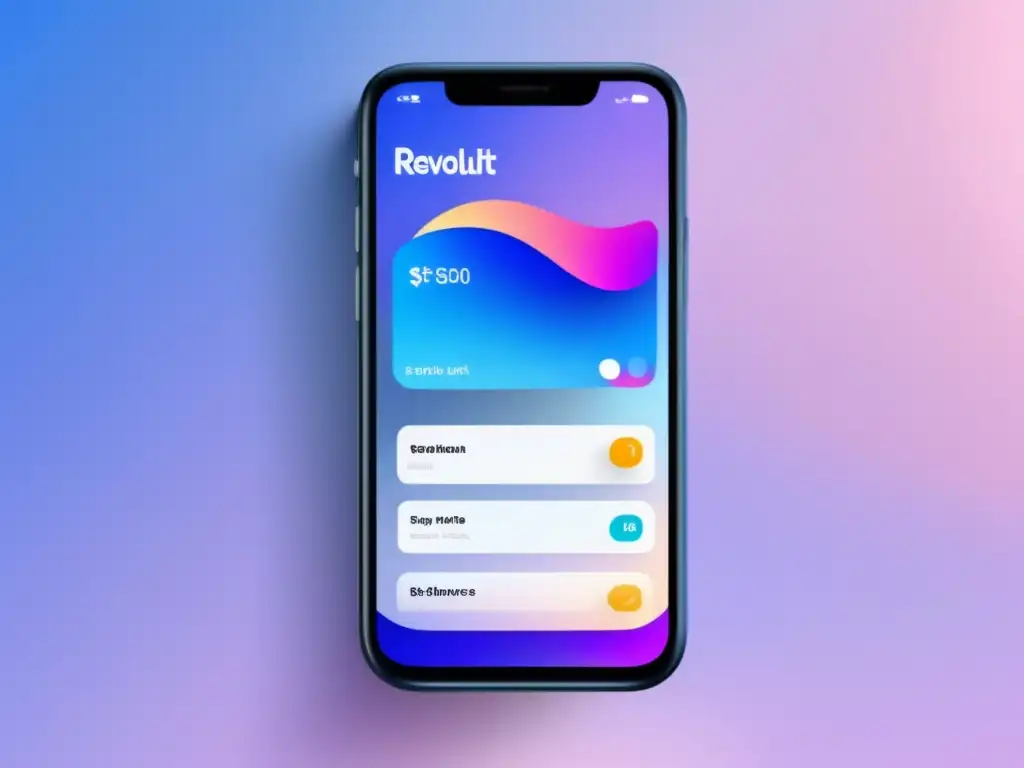 Smartphone minimalista con app Revolut Un smartphone minimalista con la app de Revolut para freelancers