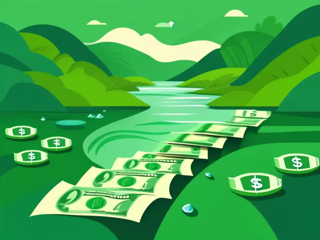 Flujo de efectivo para freelancers Gestión del flujo de efectivo para freelancers en un paisaje sereno de un río de dinero