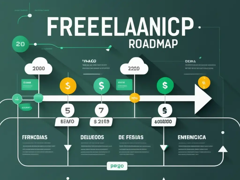 Ruta financiera del freelance Metas financieras para freelancers: ruta minimalista de ahorros, pago de deudas e inversiones con diseño limpio y progresión organizada