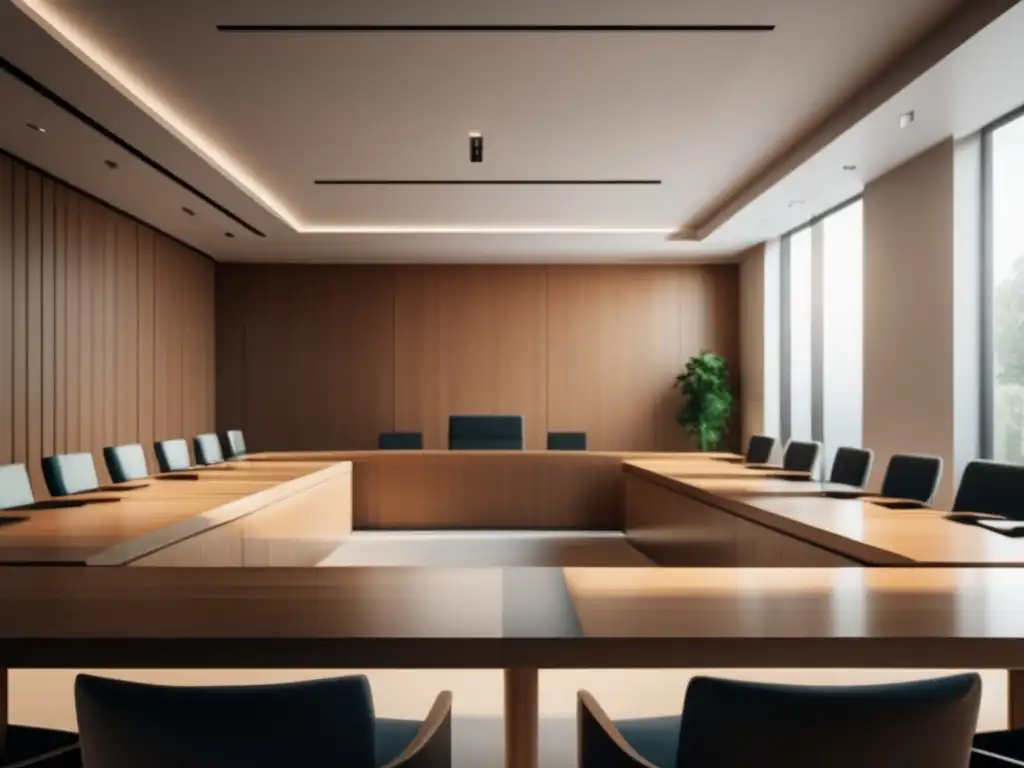 Sala de negociación minimalista Resolución de disputas financieras con clientes como freelancer en una sala de negociaciones minimalista
