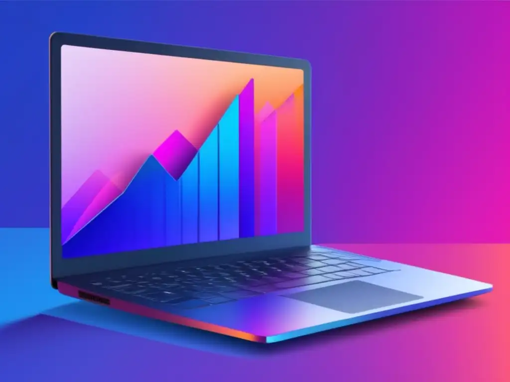 Protección financiera para freelancers Laptop moderno con gráfica de seguro de incapacidad para freelancers en fondo vibrante