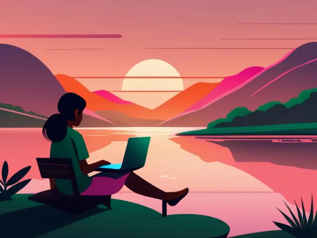 Paisaje asiático sereno al atardecer Tranquilidad y eficiencia en estrategias financieras para freelancers en Asia