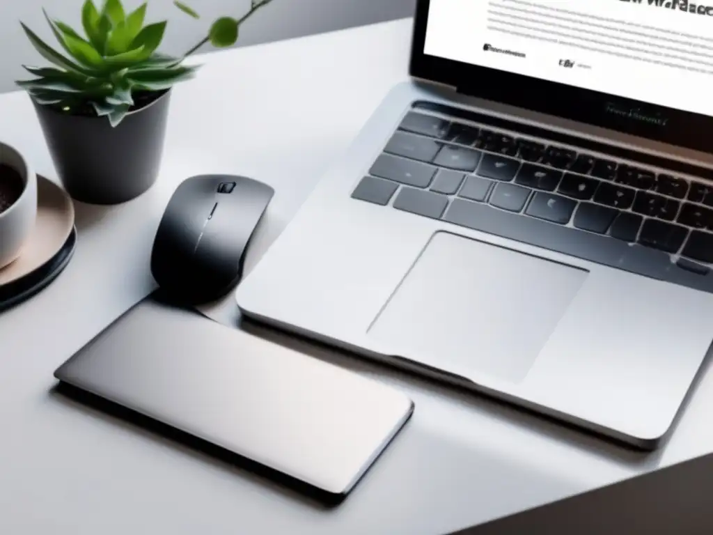 Espacio de trabajo minimalista y ordenado para un freelancer Espacio de trabajo minimalista para freelancer - Eficiente y enfocado - Software contabilidad freelance
