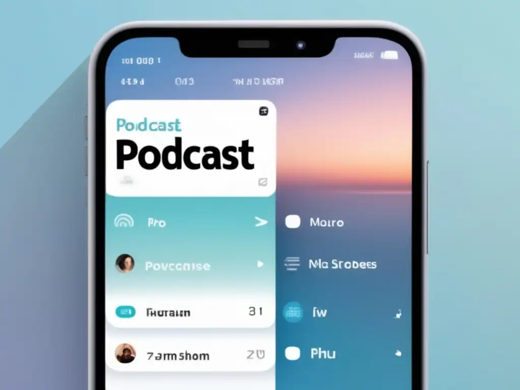 Smartphone minimalista con app de podcast Smartphone minimalista con app de podcast, genera ingresos automáticos a través de podcast o blog