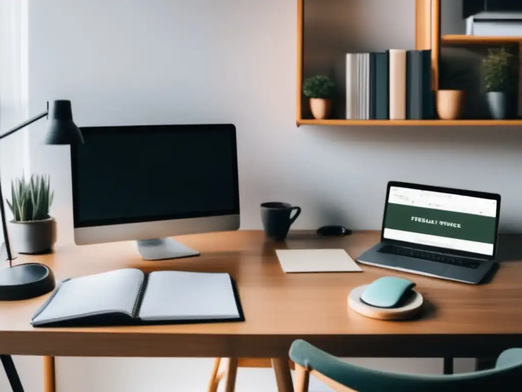 Espacios de trabajo financieros Espacio de trabajo minimalista con áreas de finanzas personales y de negocios, destacando diferencias para freelancers