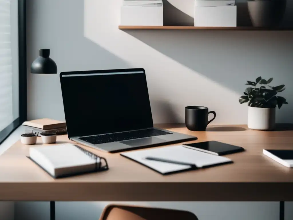 Espacio de trabajo freelancer elegante Espacio de trabajo de freelancer con estilo minimalista y organizado - Créditos para freelancers
