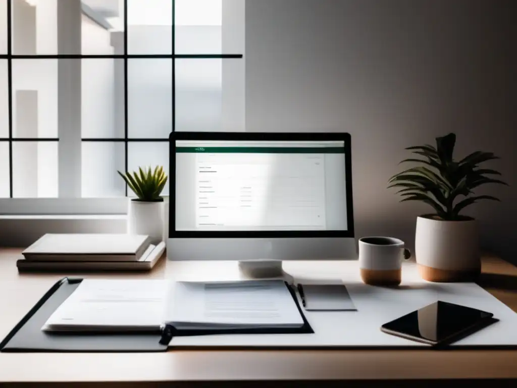 Espacio de trabajo ordenado y minimalista Escritorio organizado para freelancer: implicaciones fiscales para freelancers