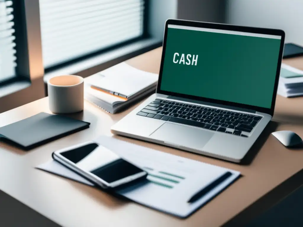 Espacio de trabajo de un freelancer Gestión del flujo de efectivo para freelancers en un espacio de trabajo minimalista