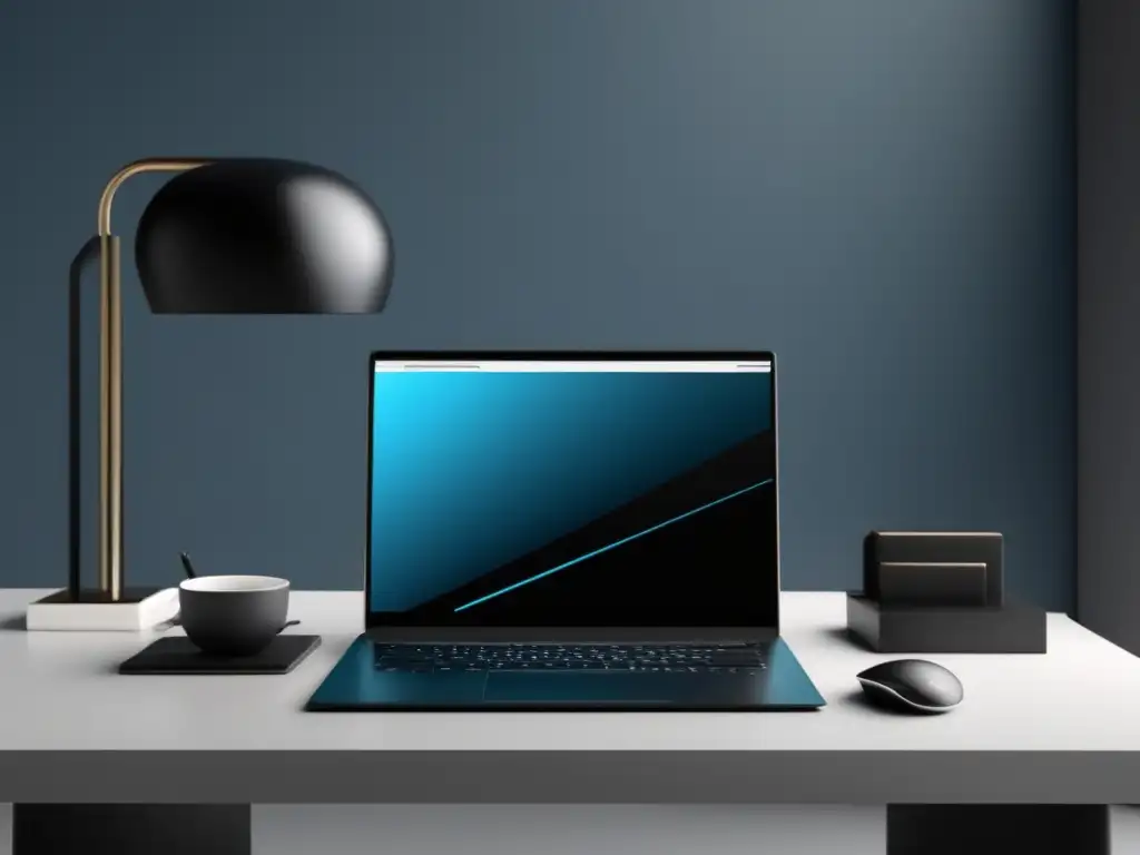 Espacio de trabajo minimalista y elegante Espacio de trabajo minimalista y elegante en blanco y negro para mejorar habilidades de negociación como freelancer