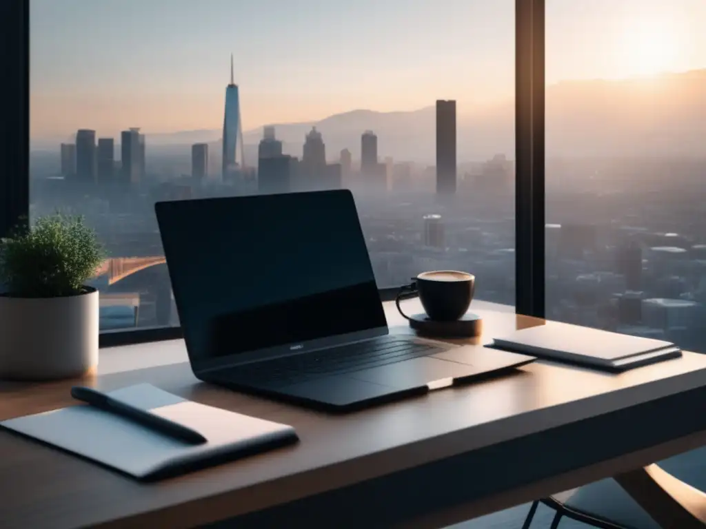 Espacio de trabajo minimalista con vista a la ciudad Espacio de trabajo minimalista con vista a la ciudad: técnicas de negociación para freelancers